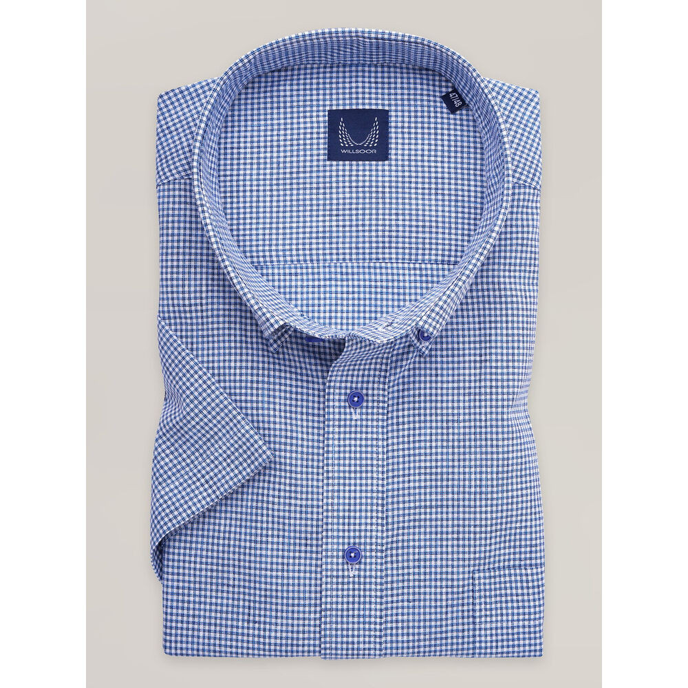 Pánska klasická košeľa s modro-bielym kockovaným vzorom 16924