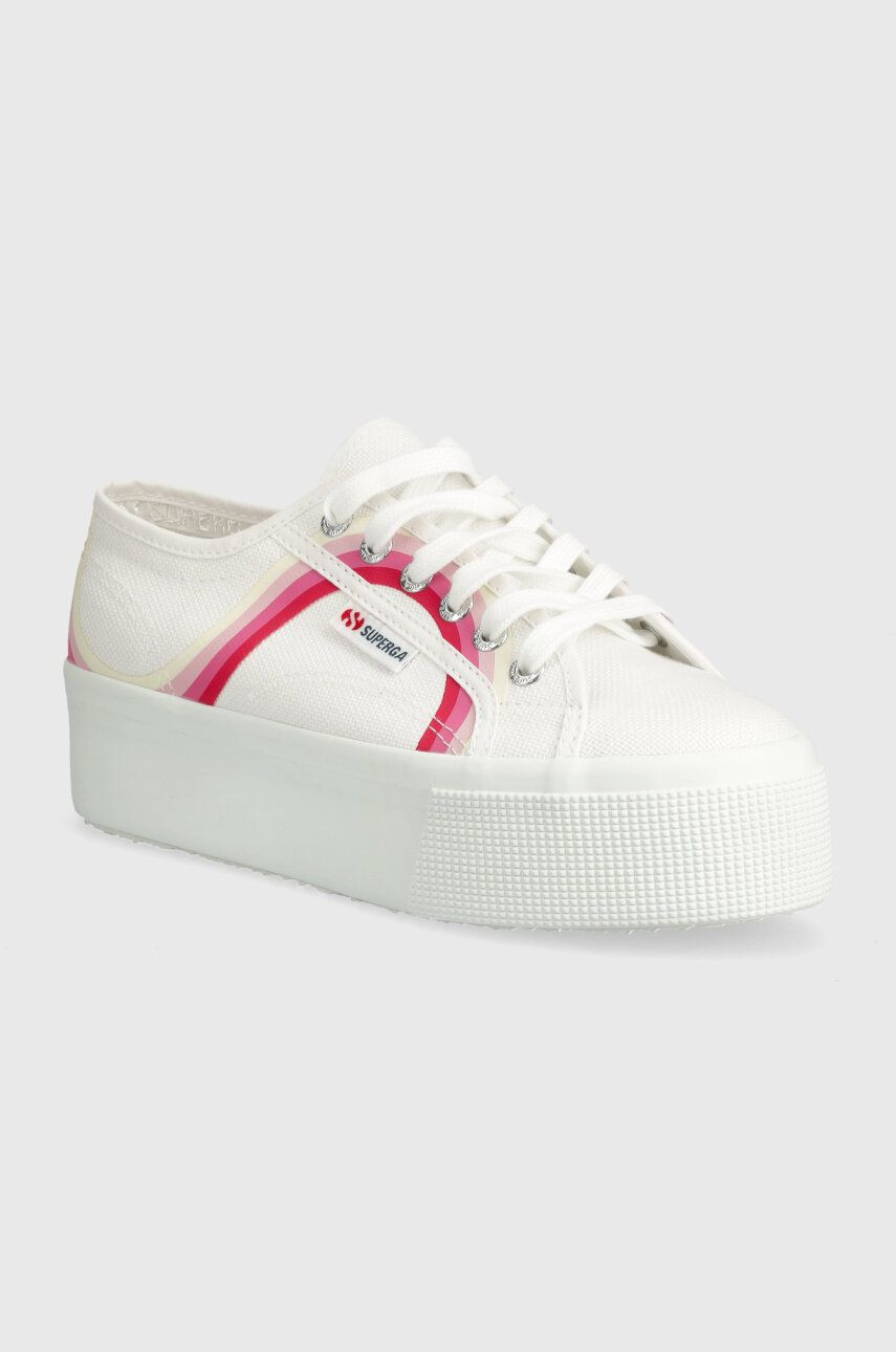 Tenisky Superga 2790 ROUND STRIPES dámske, biela farba, S4128TW