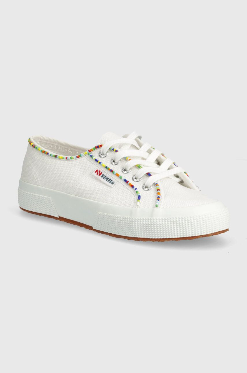 Tenisky Superga 2750 MULTICOLOR BEADS dámske, biela farba, S31352W