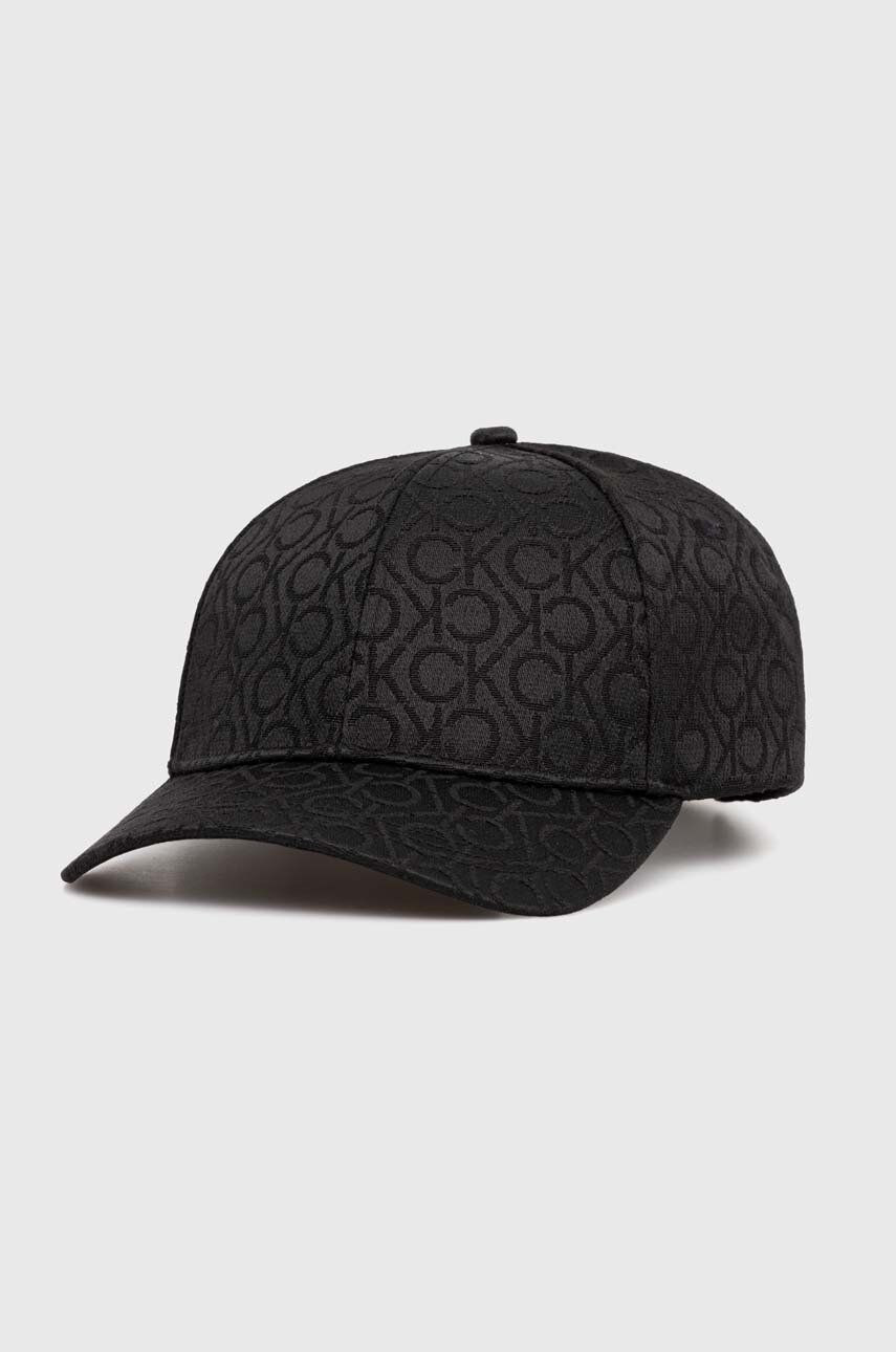 Šiltovka Calvin Klein čierna farba, vzorovaná, K60K612032
