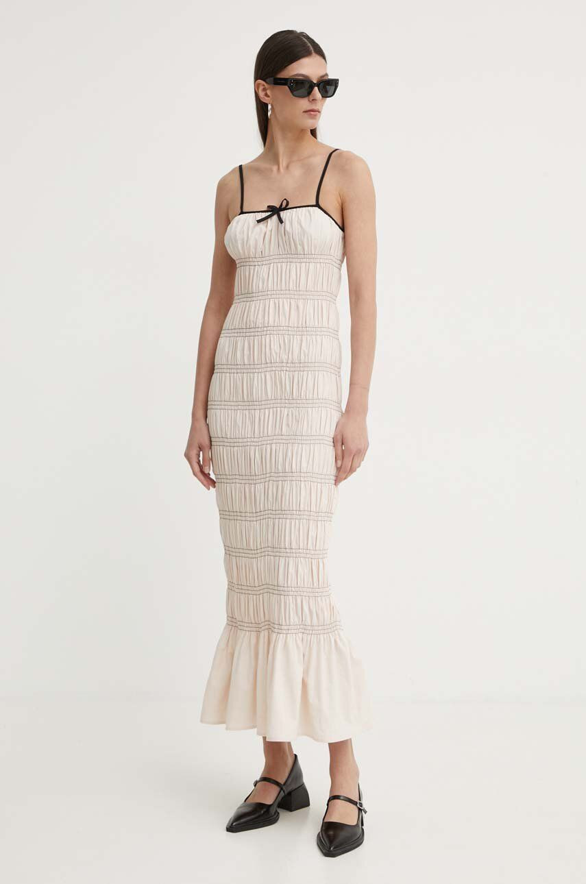 Bavlnené šaty Résumé BeauRS Dress béžová farba, maxi, priliehavá, 121871176