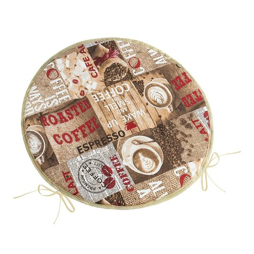 Bellatex Sedák EMA okrúhly hladký Káva hnedá, červená, priemer 40 cm