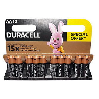 Batéria alkalická, AA (LR6), AA, 1.5V, Duracell, blister, 10-pack, 42308, Basic