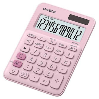 Casio Kalkulačka MS 20 UC PK, ružová, dvanásťmiestna, duálne napájanie