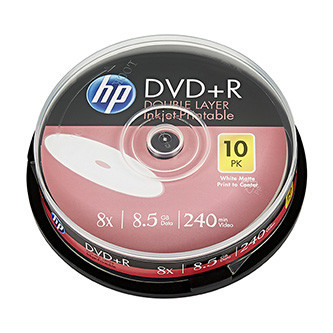 HP DVD+R DL, Double Layer Inkjet Printable, DRE00060WIP-3, 8.5GB, 8x, cake box, 10-pack, 12cm, pre archiváciu dať