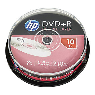 HP DVD+R DL, Double Layer, DRE00060-3, 69309, 8.5GB, 8x, cake box, 10-pack, bez možnosti potlače, 12cm, pre archiváciu dať
