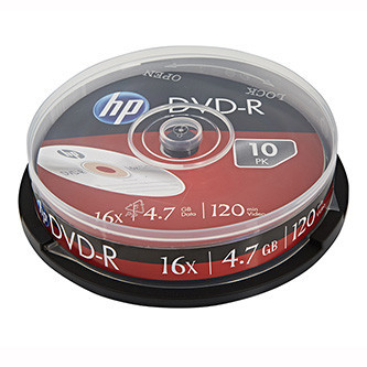HP DVD+R, DRE00027-3, 4.7GB, 16x, cake box, 10-pack, bez možnosti potlače, 12cm, pre archiváciu dať