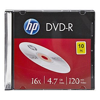 HP DVD-R, DME00085-3, 4.7GB, 16x, slim case, 10-pack, bez možnosti potlače, 12cm, 69314, pre archiváciu dať