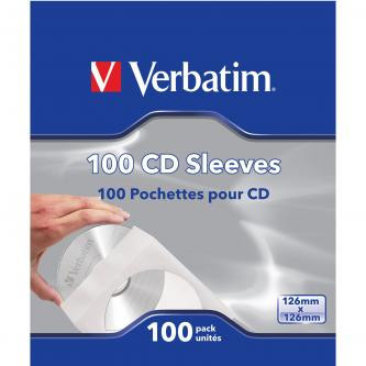Papierové pouzdra na disky CD 1 KS CD, Papier, biela, s okienkom, Verbatim, po 100 ks