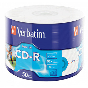 Verbatim CD-R, 43794, Inkjet Printable, 50-pack, 700MB, 50x, 80min., 12cm, wrap, pre archiváciu dať