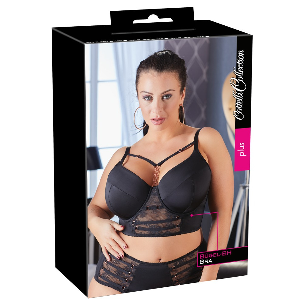 Cottelli Plus Size - strappy lace bra (black)