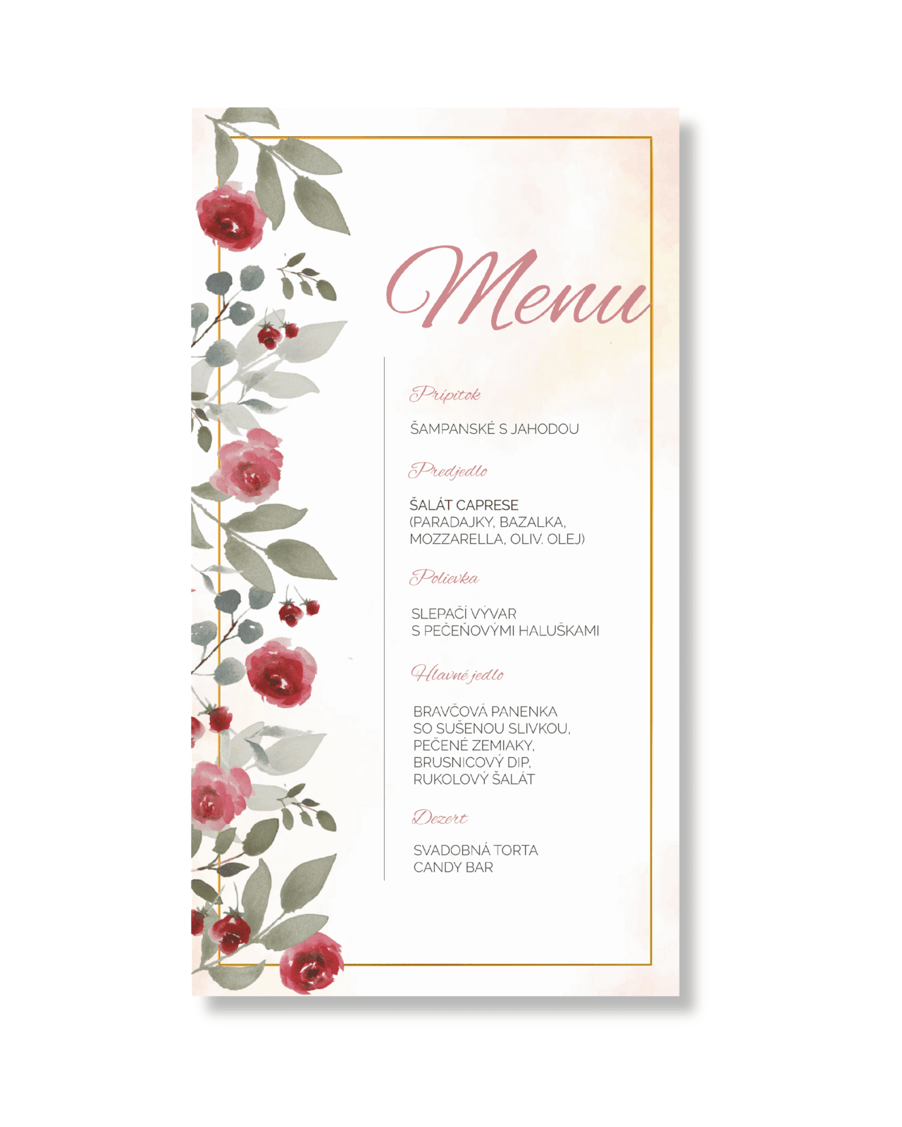 Personal Menu - Vintage Rose Zvoľte množstvo: od 1 ks do 10 ks