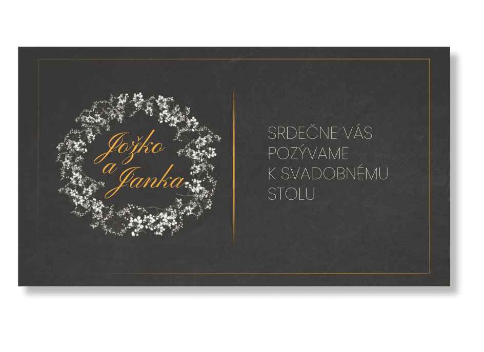 Personal Kartička k stolu - Čierna Elegancia Zvoľte množstvo: od 1 ks do 10 ks