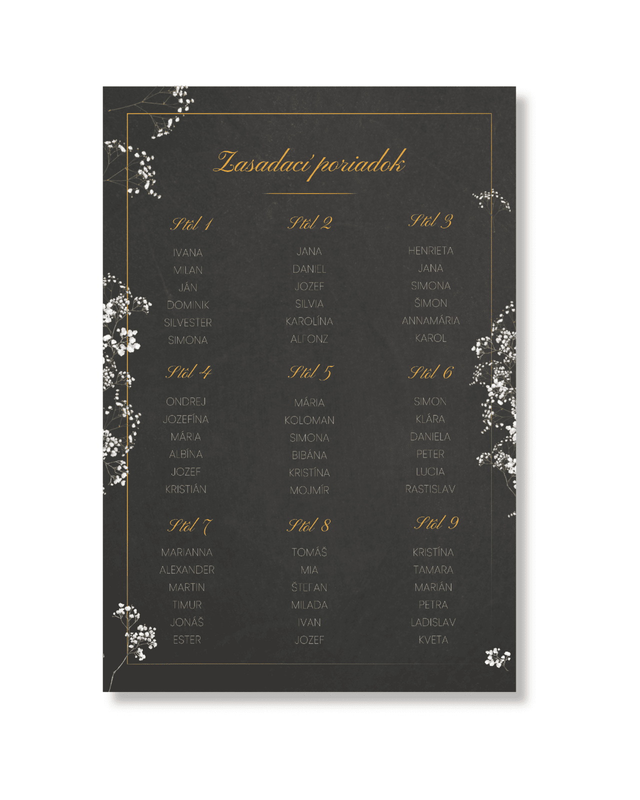 Personal Zasadací poriadok - Čierna Elegancia