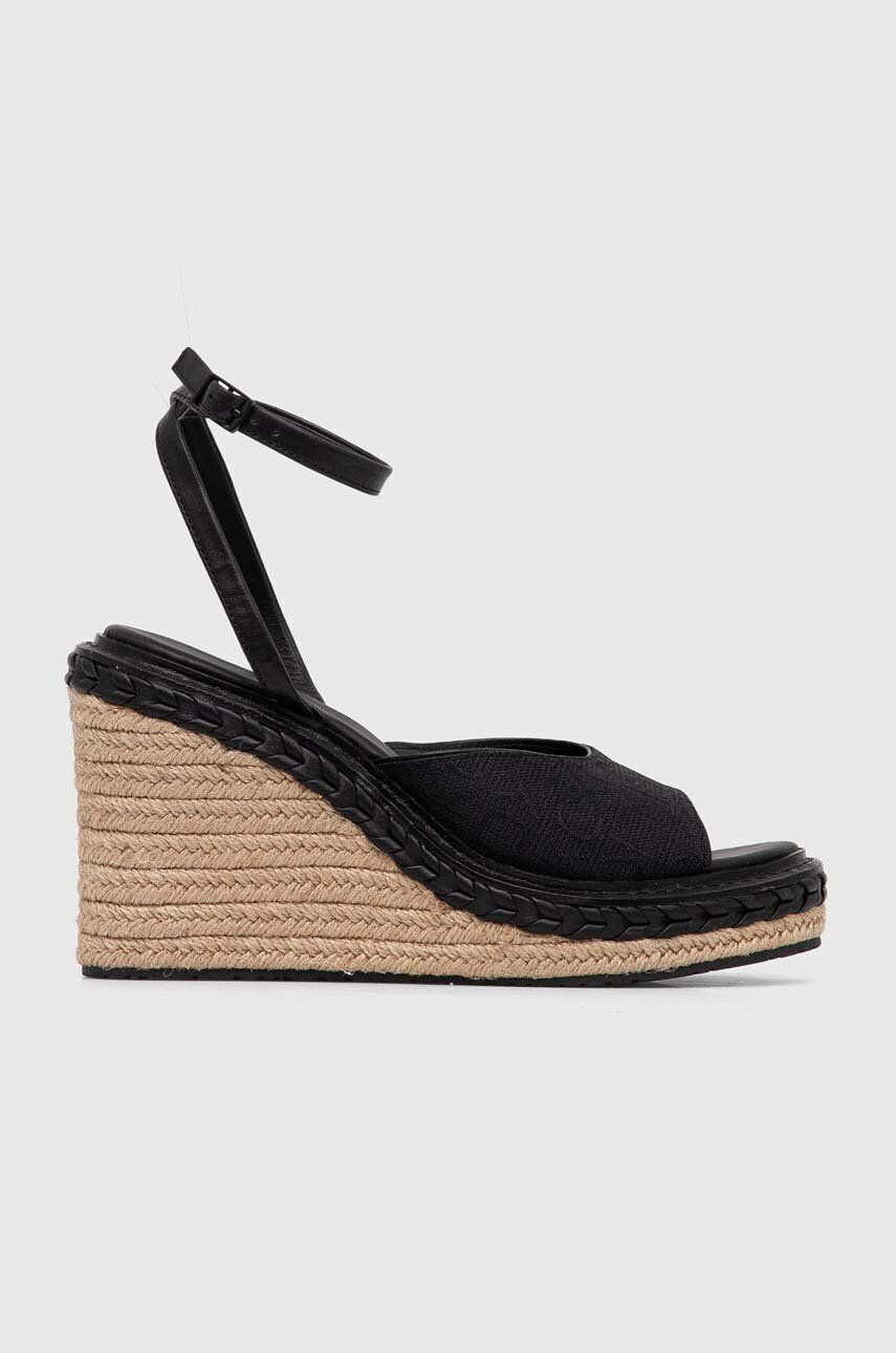 Sandále Calvin Klein WEDGE SANDAL 70 MONOCQ čierna farba, HW0HW01961