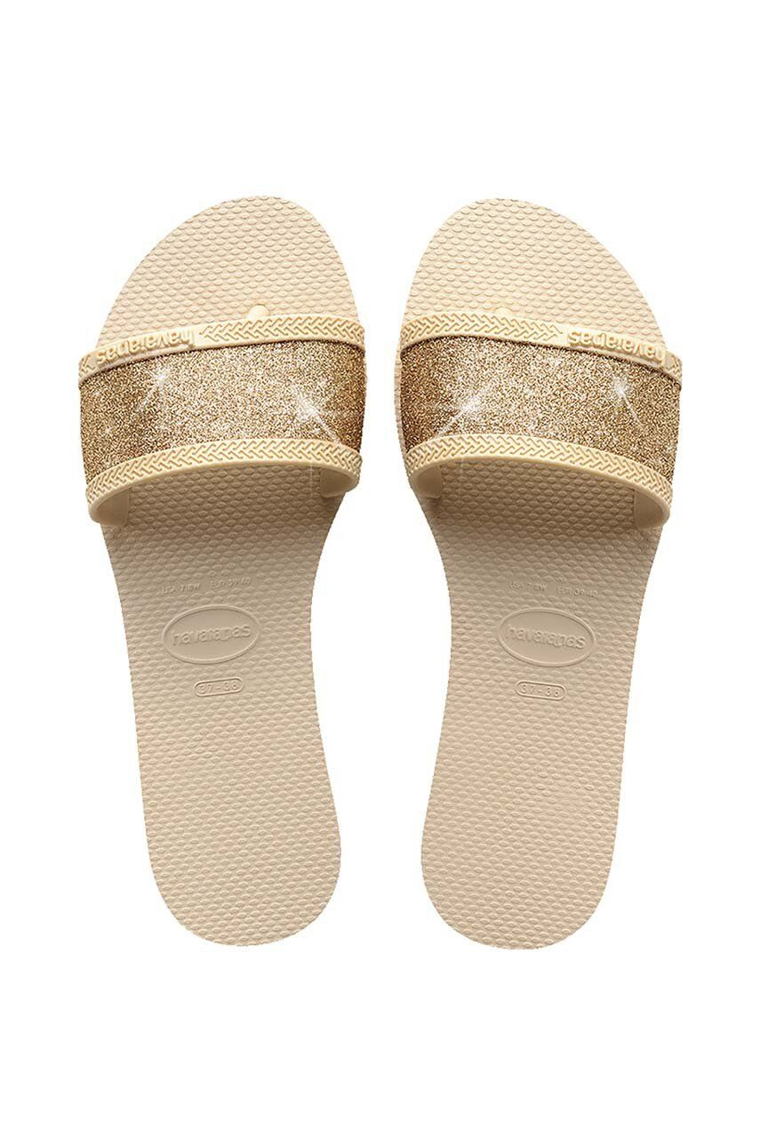 Šľapky Havaianas YOU ANGRA GLITTER dámske, béžová farba, 4148294.0121