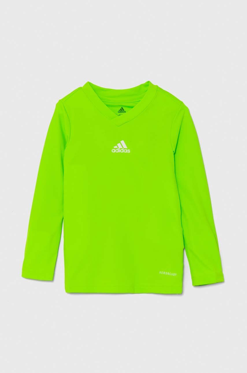Detské tričko s dlhým rukávom adidas Performance TEAM BASE TEE Y zelená farba, s potlačou, GN7513