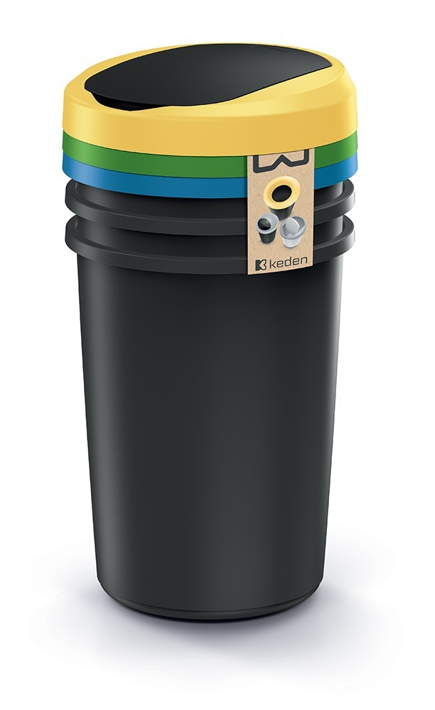 Sada 3 odpadkových košů COMPACTO 3 x 40 L černá