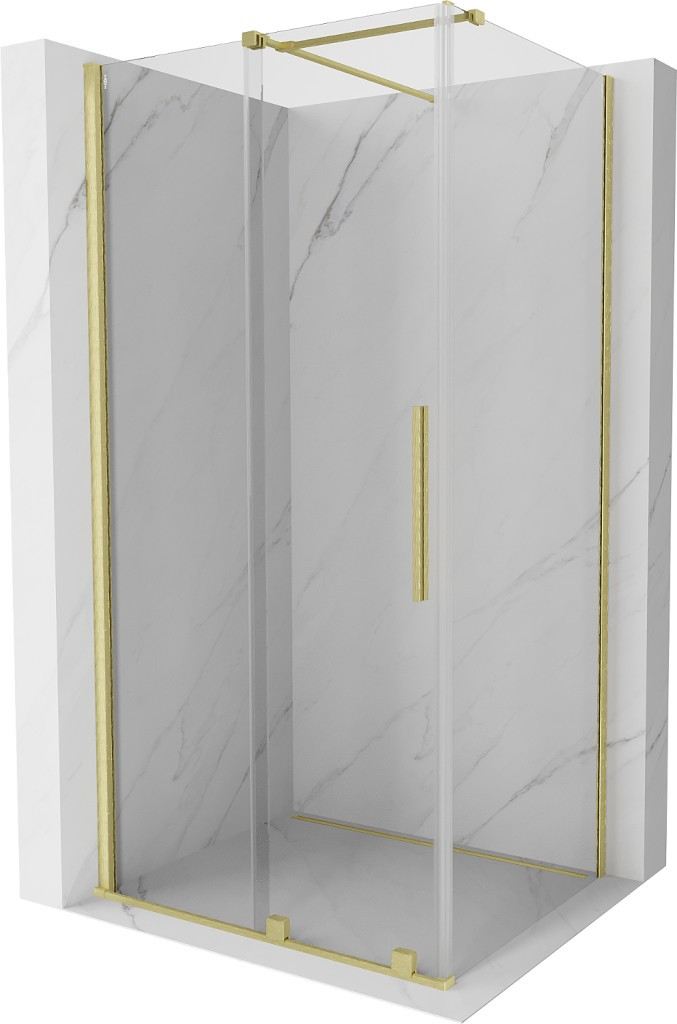 MEXEN/S - Velár sprchovací kút 90 x 110, transparent, zlatá kartáčovaná 871-090-110-01-55