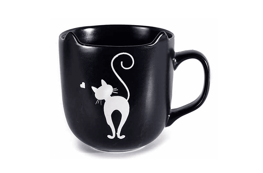 Porcelánový ušatý hrnček s mačkou - 4 varianty Číslo: kočka zezadu