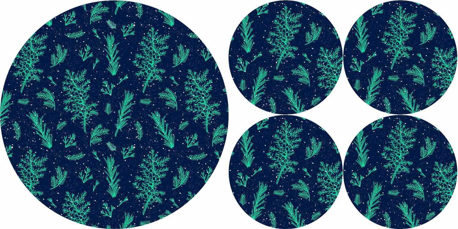 Bertoni Home Unisex's 1+4 Round Table Pads Set Juniper Navy Blue/Green