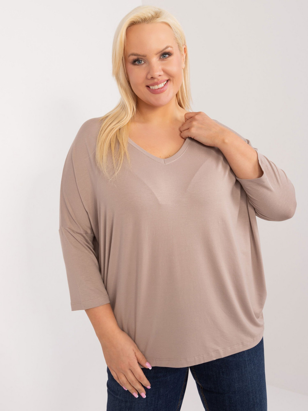 Dark beige plus size viscose blouse