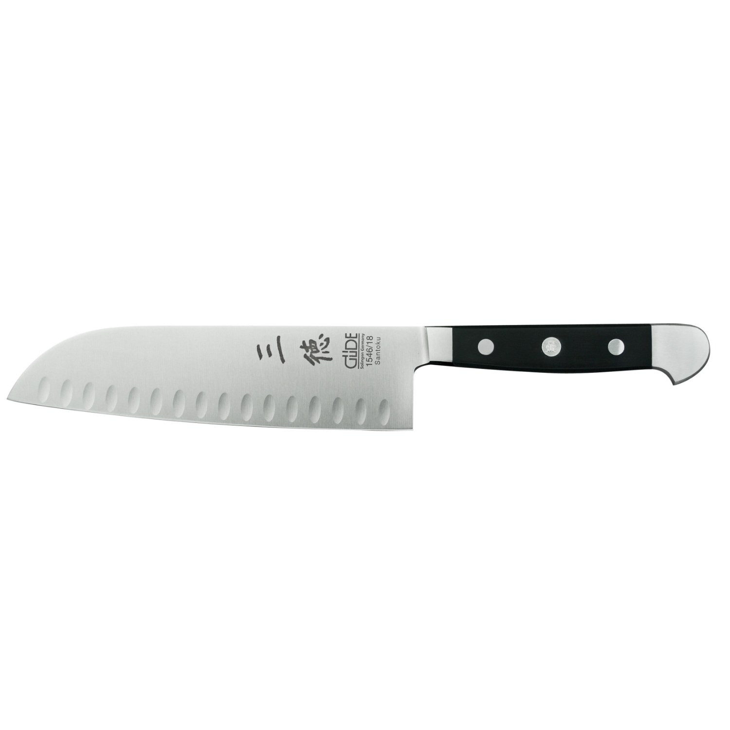 Nôž Santoku ALPHA POM 18 cm, čierny, Güde