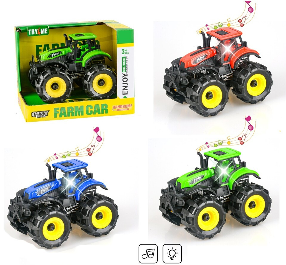 Traktor FarmCar s efektmi 14cm - modrá