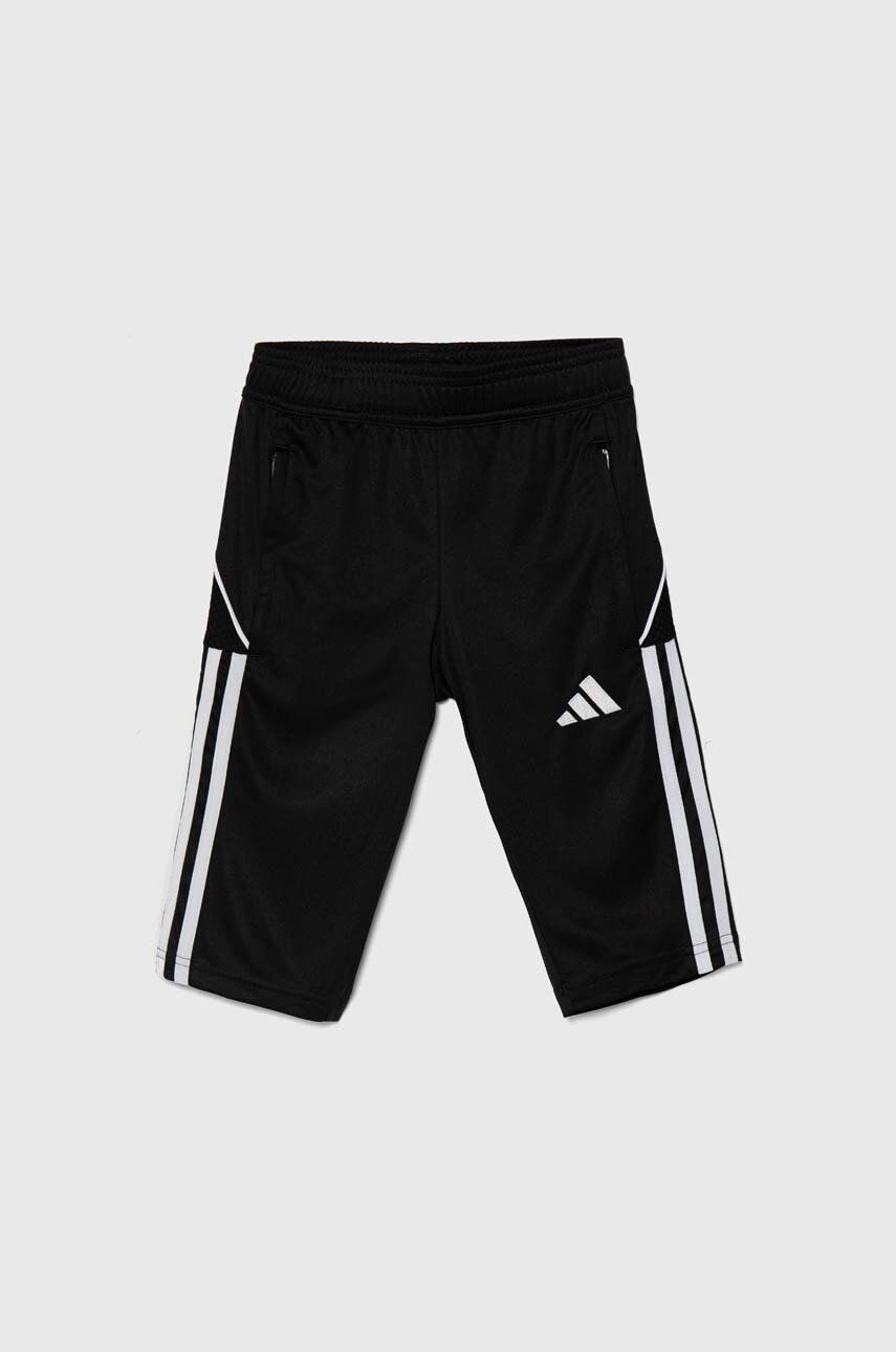 Detské krátke nohavice adidas Performance TIRO23L 3/4PNTY čierna farba, s nášivkou, nastaviteľný pás HS3552