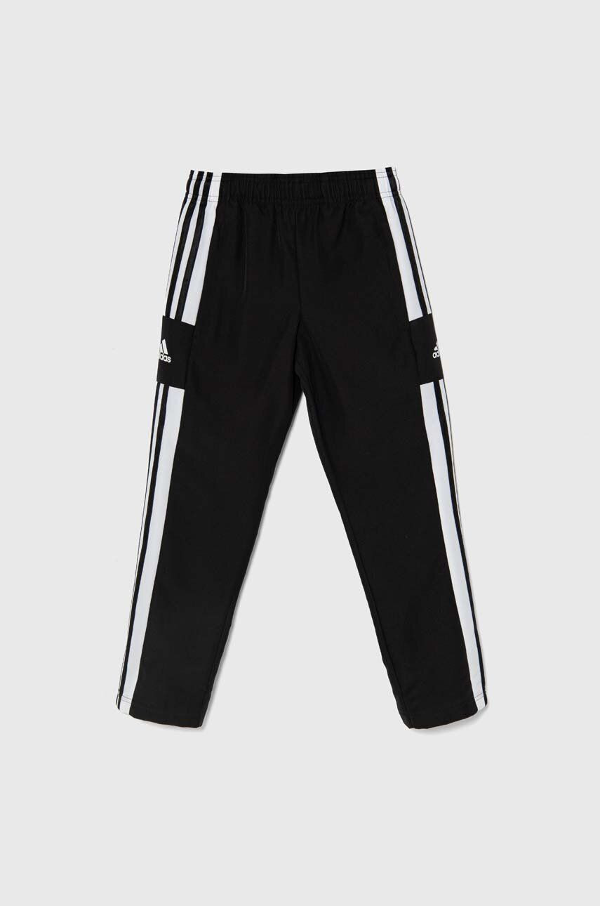 Detské tepláky adidas Performance SQ21 PRE PNT čierna farba, s nášivkou, GK9559