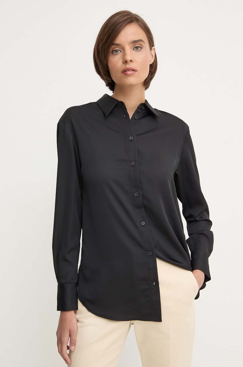 Košeľa Calvin Klein dámska, čierna farba, regular, s klasickým golierom, K20K207584