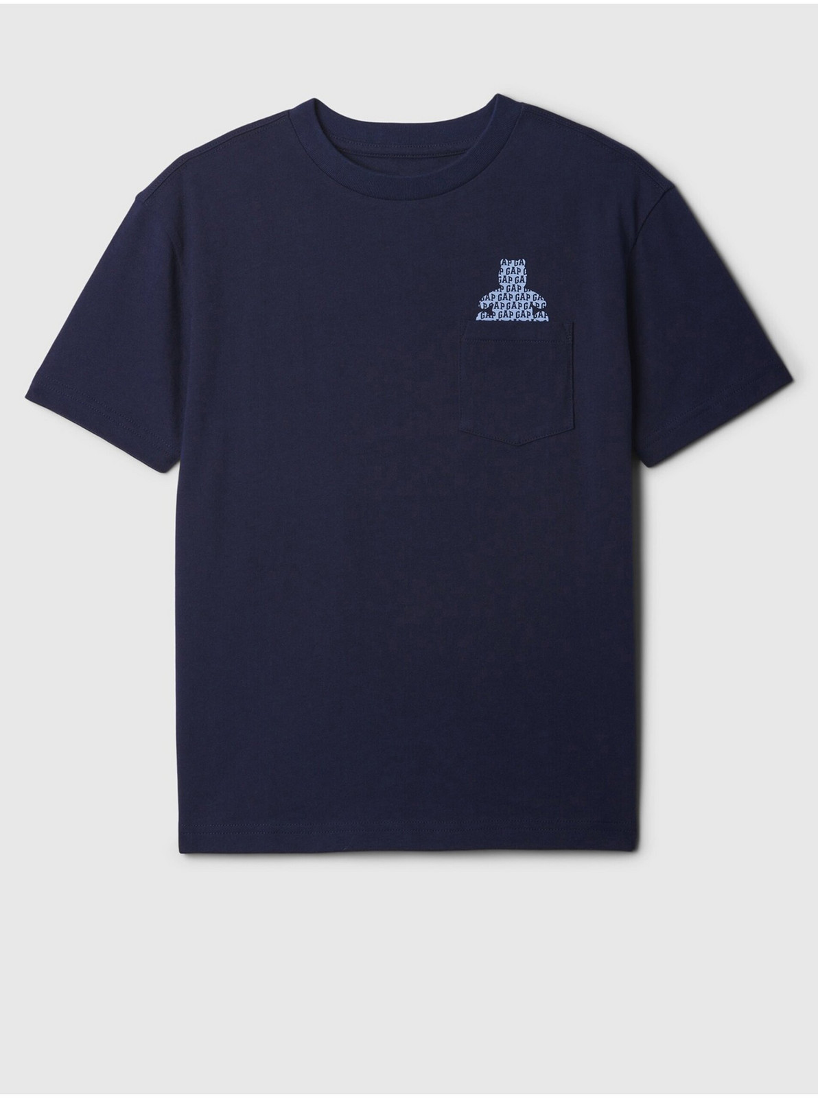 Tmavomodré chlapčenské tričko s vreckom GAP Brannan