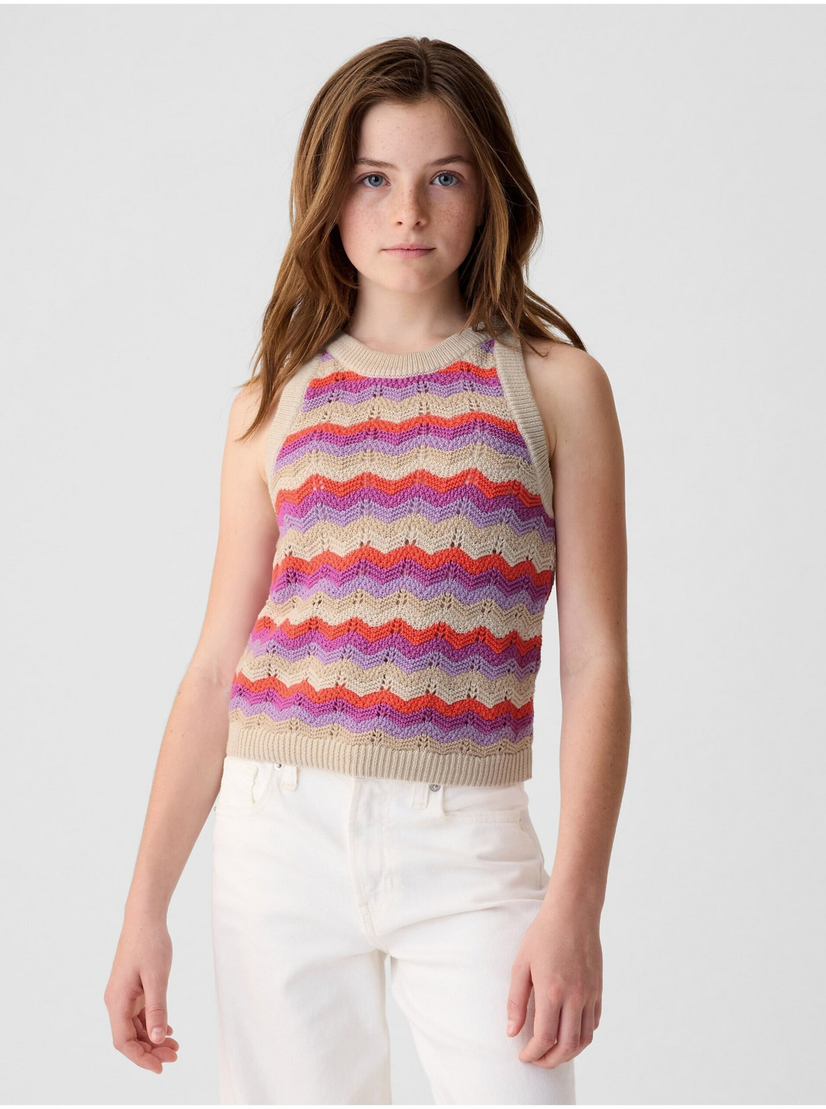 Ružový dievčenský háčkovaný top GAP