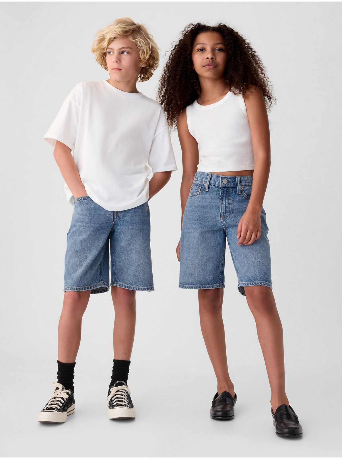 Modré detské džínsové loose fit kraťasy '90s GAP