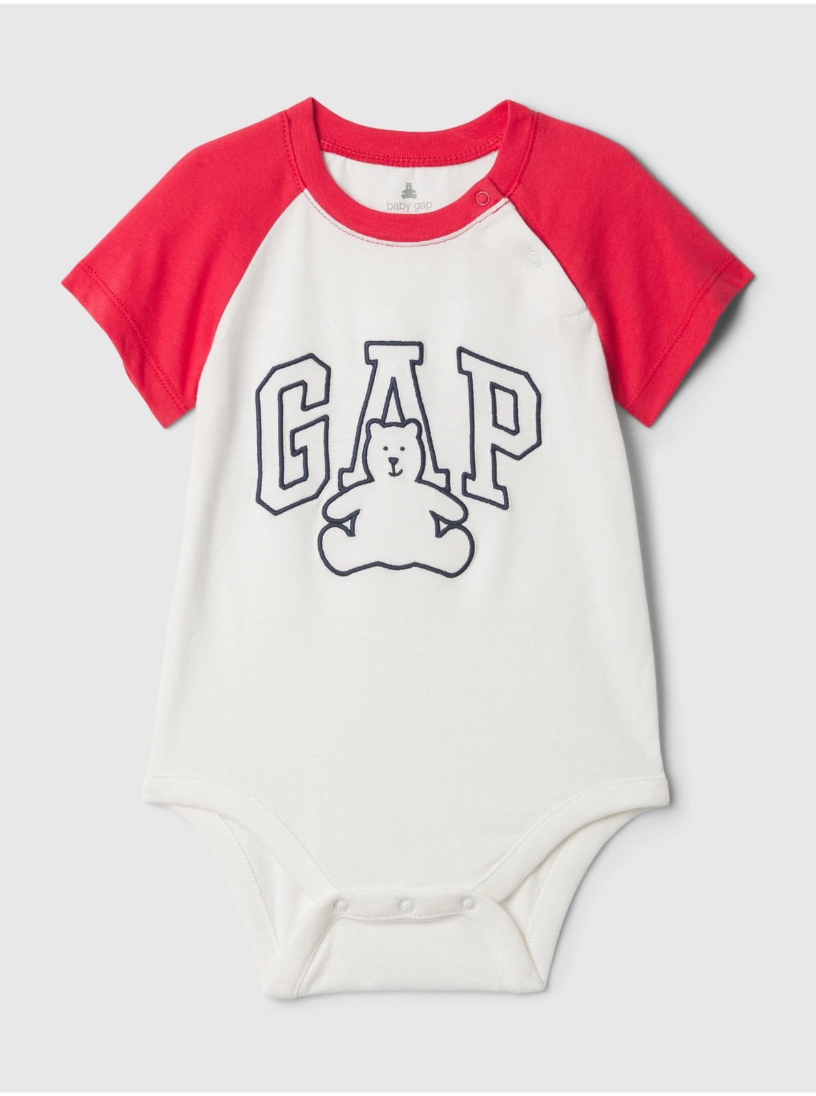 Červeno-biele chlapčenské body z logom GAP