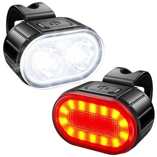 Springos Sada Led svetiel na bicykel - predné a zadné - nabíjateľné cez USB