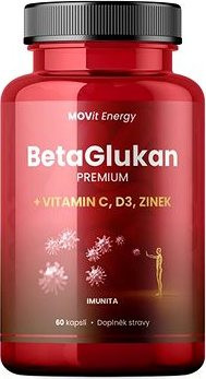 MOVit BetaGlukan 350 mg + Vitamin C, D3, Zinek Premium, 60 kapslí