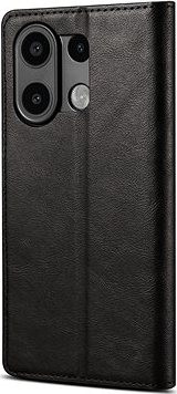 Lenuo Leather flipové puzdro na Xiaomi Redmi Note 13, čierna