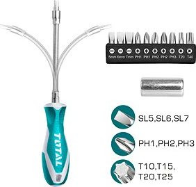 TOTAL-TOOLS Skrutkovač s hrotmi, sada 12 ks