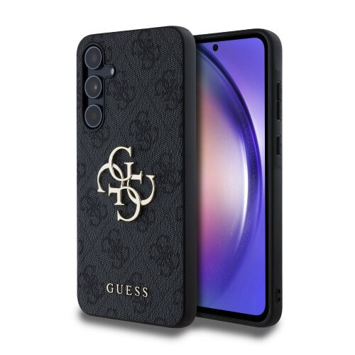 Guess PU 4G Metal Logo Zadní Kryt pro Samsung Galaxy A55 5G Grey