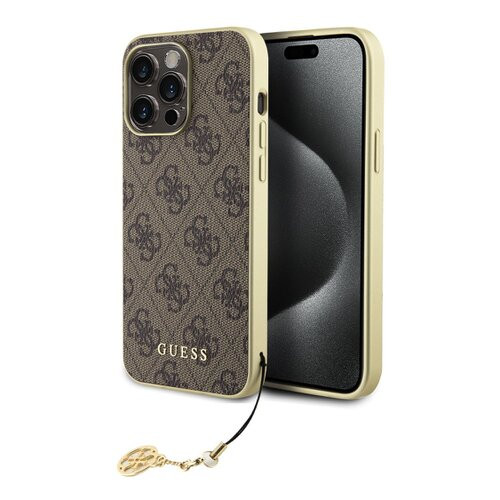 Guess 4G Charms Zadní Kryt pro iPhone 15 Pro Max Brown