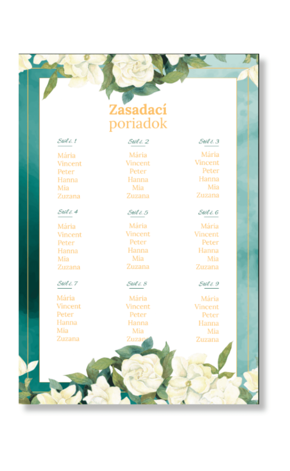Personal Zasadací poriadok - Smaragd