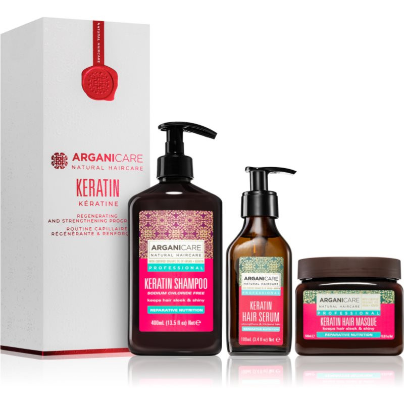 Arganicare Keratin Regenerating and Strengthening Program Set darčeková sada(s regeneračným účinkom)