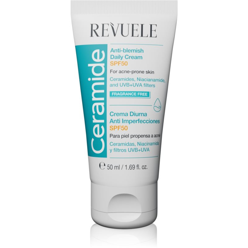 Revuele Ceramide Anti-Blemish Daily Cream denný ochranný krém pre problematickú pleť, akné SPF 50 50 ml
