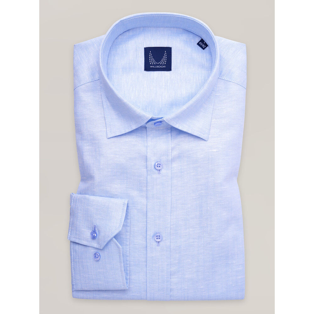 Pánska svetlomodrá košeľa slim fit s vysokým podielom ľanu 16941