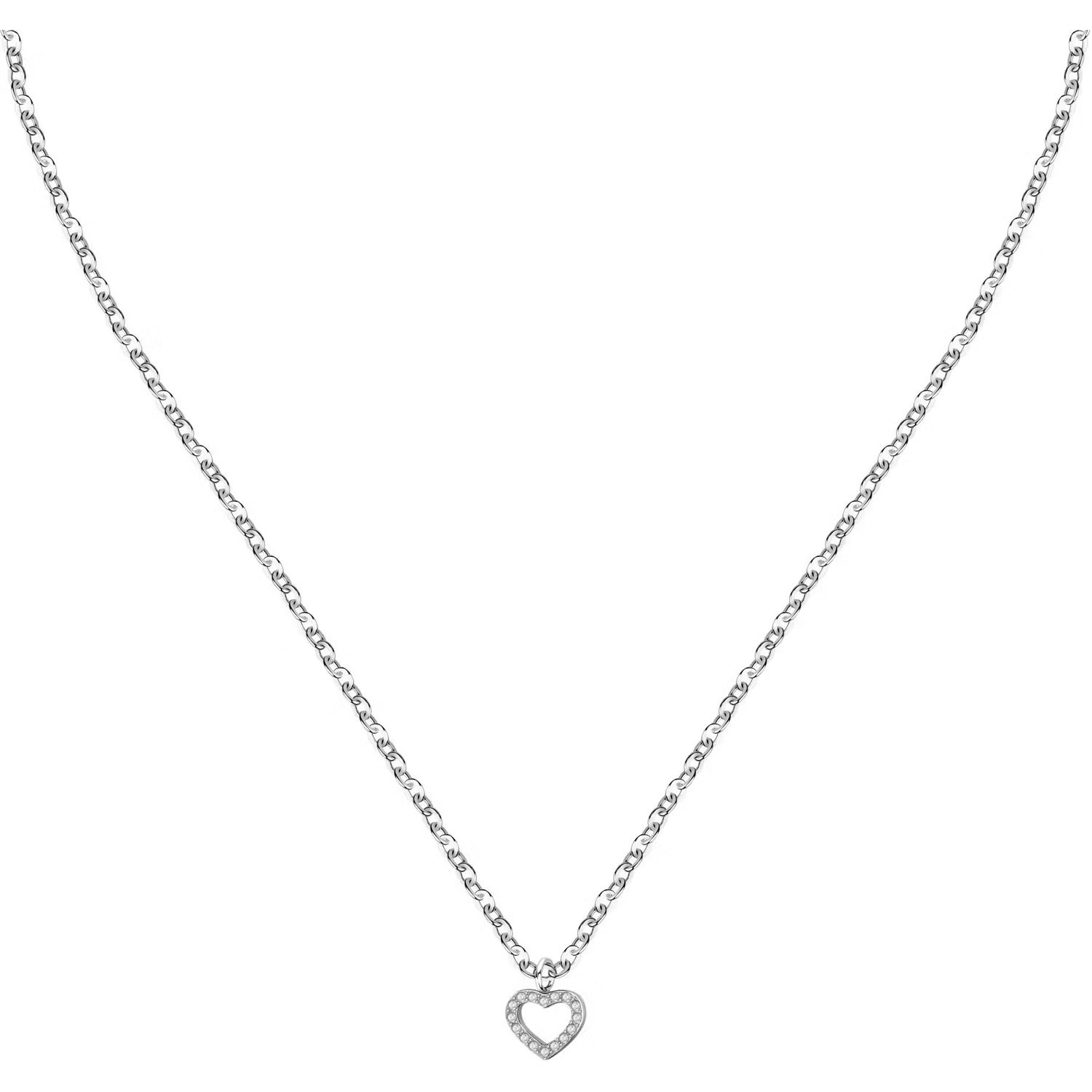 La Petite Story Romantický oceľový náhrdelník so srdiečkom Silver LPS10ASD23