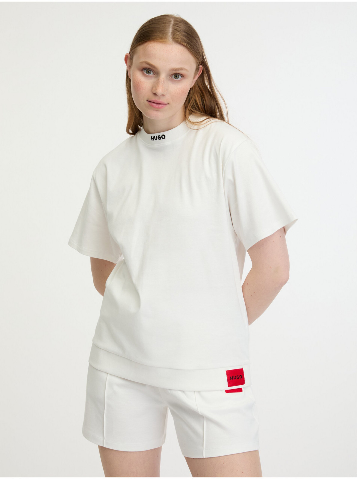Krémové dámske tričko HUGO Dina T-shirt