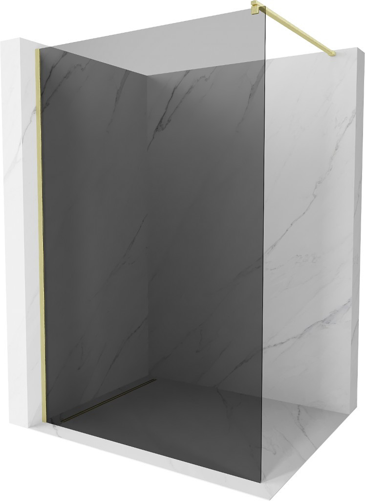 MEXEN/S - Kyoto Sprchová zástena WALK-IN 100 x 200, grafit 8 mm, zlatá kartáčovaná 800-100-101-55-40