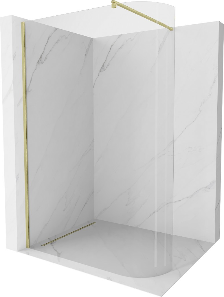 MEXEN/S - Kyoto Sprchová zástena WALK-IN Walk-in 90 x 200 cm, transparent 8 mm, zlatá kartáčovaná 800-090-101-55-06