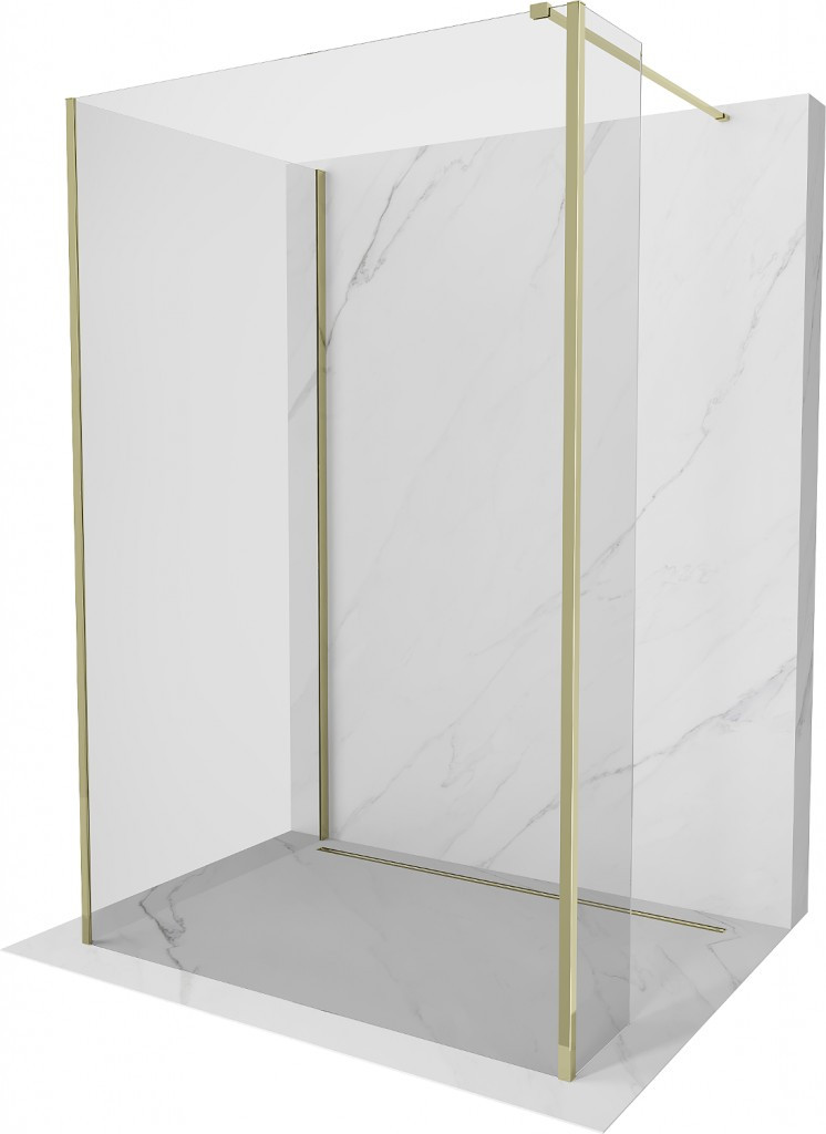 MEXEN/S - Kyoto Sprchová zástena WALK-IN 100 x 90 x 30 cm, transparent, zlatá 800-100-090-221-50-00-030